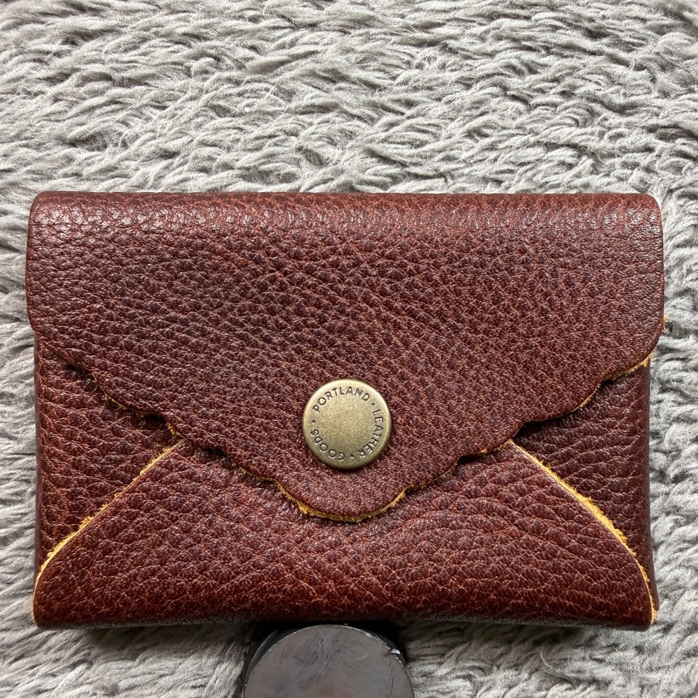 Portland Leather Goods Mini Daisy Wallet Coin Purse Pebble Cognac Brown NWOT